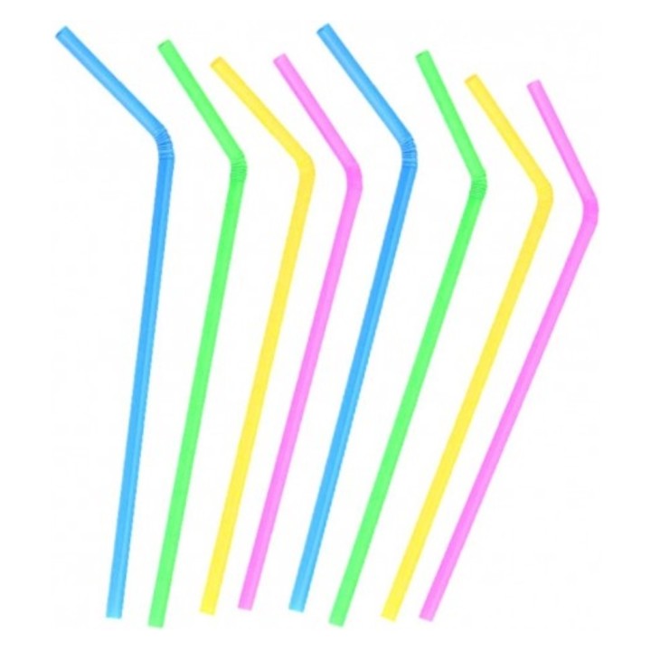 Caña Flexible papel biodegradable 220x6 mm.  colores (pq. 1000 un.)