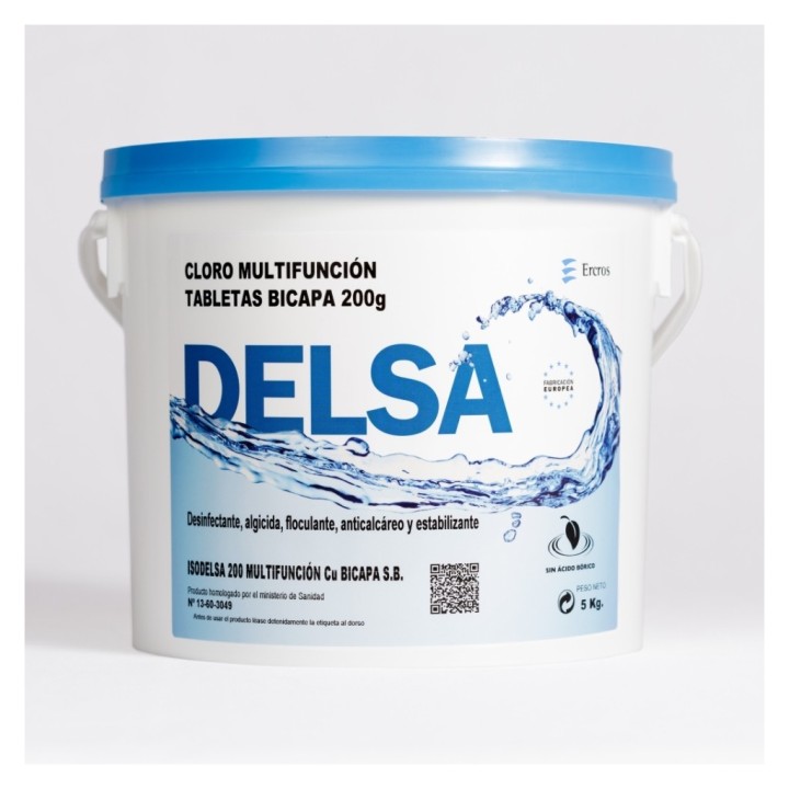 Pastilla cloro 3 acciones piscinas Isodelsa TA (SB) (cb. 25 kg.)