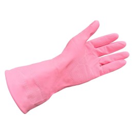 Guante látex flocado T. L rosa (par)
