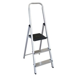 Escalera 3 peldaños aluminio 123 cm. gris (un. 2,7 kg.)