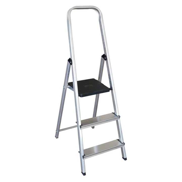 Escalera 3 peldaños aluminio 123 cm. gris (un. 2,7 kg.)