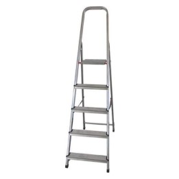 Escalera 5 peldaños aluminio 167 cm. gris (un. 3,7 kg.)