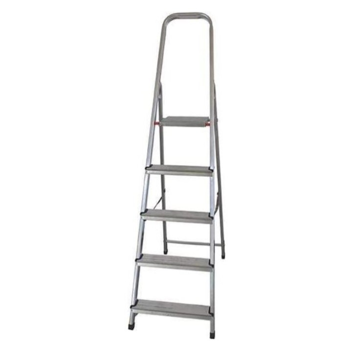 Escalera 5 peldaños aluminio 167 cm. gris (un. 3,7 kg.)