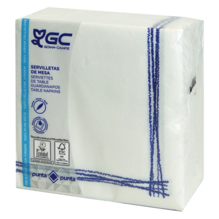 Servilleta Tokyo p&p 40x40 cm.  2 h. blanco (cj. 1600 serv.)
