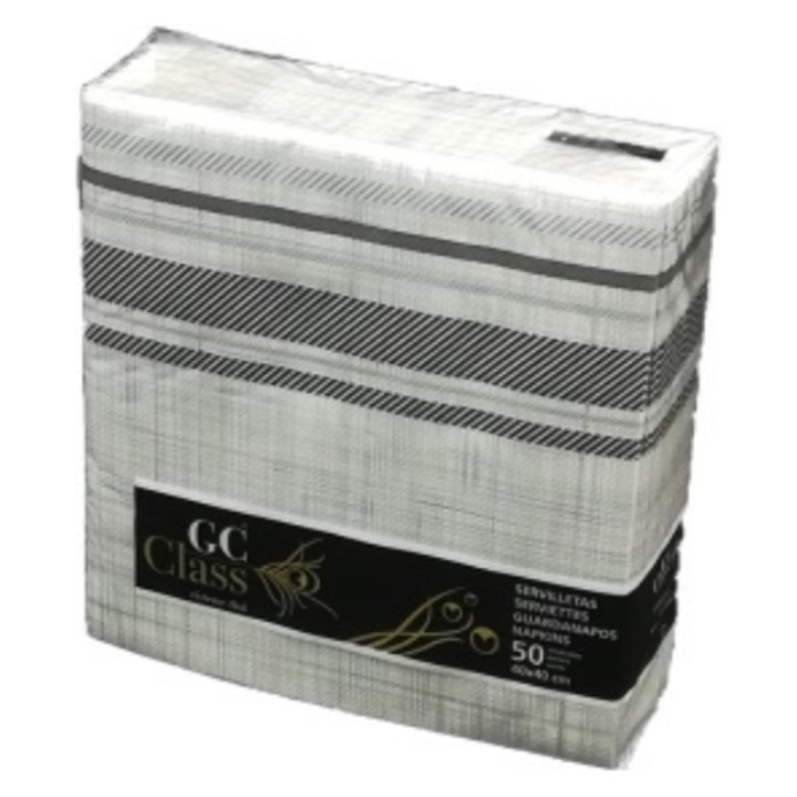 Servilleta Bistrot GC Class Filum fibra 40x40 cm.  1 h. blanco/negro (pq. 50 serv.)