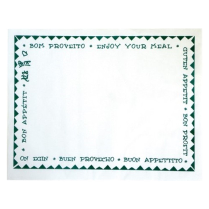 Mantel bon profit 30x40 cm.  blanco cenefa verde (cj. 1000 mant.)