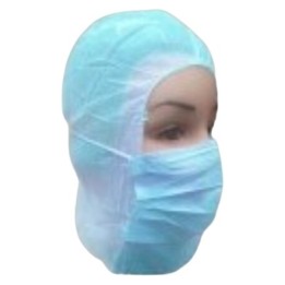 Capuz c/mascarilla 2 capas elástica PP azul (pq. 50 un.)