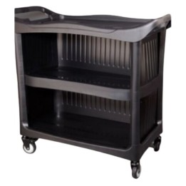 Carro camarera cerrado 3 lados 3 estantes 110x52x9 cm. negro