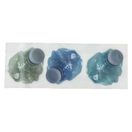 Set 3 etiquetas adhesiva Dibujo botellas plastico pvc 19,5x6,5 cm.  (1 un.)