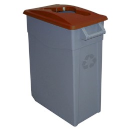 Cubo reciclaje c/ruedas tapa abierta 65 l. marrón