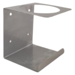 Soporte pared/sobremesa para botella dosificadora de Ø8 cm. inox