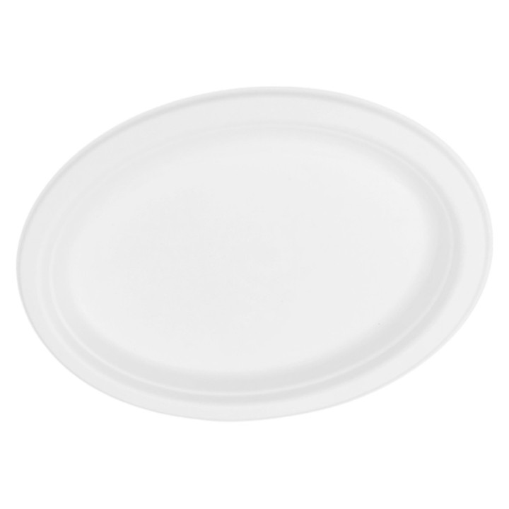 Plato compostable oval caña 254x24,5 mm. (pq. 50 un.)