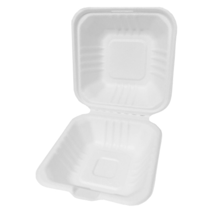 Caja Burguer compostable 15x15 cm.  (pq. 50 recip.)