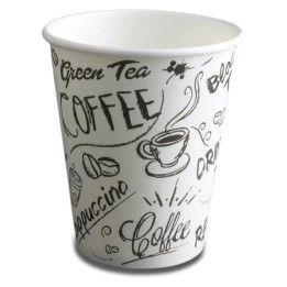 Vaso diseño Graffitti cartón 120 cc. blanco (pq. 50 un.)