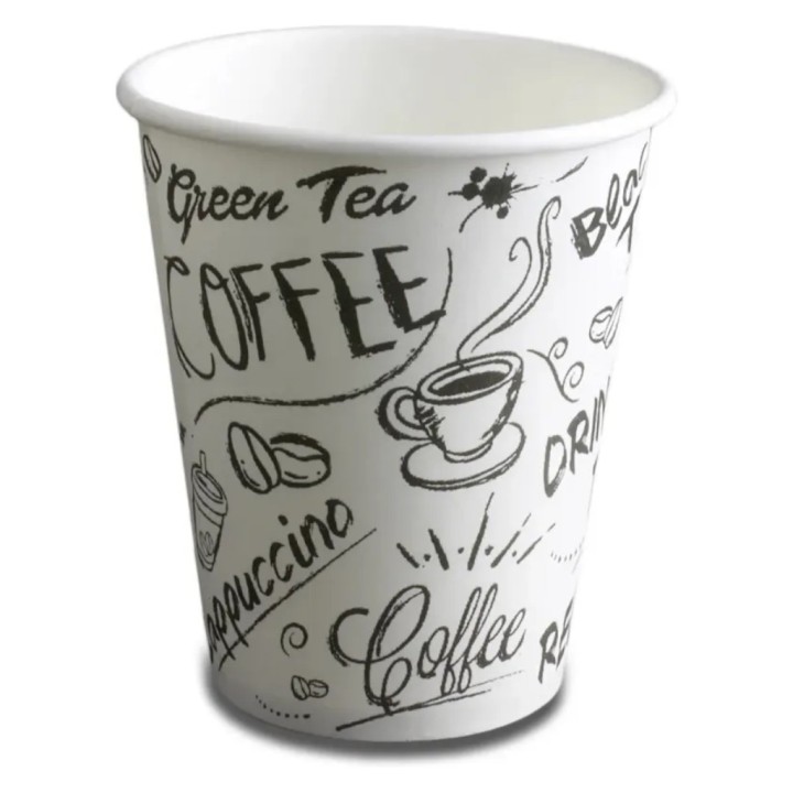 Vaso diseño Graffitti cartón 120 cc. blanco (pq. 50 un.)