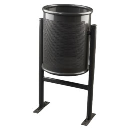 Papelera exterior cilíndrica perforada 60 l. gris oscuro