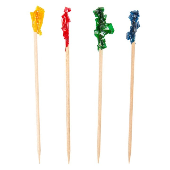 Pick madera 6,5 cm. colores (pq. 1000 un.)