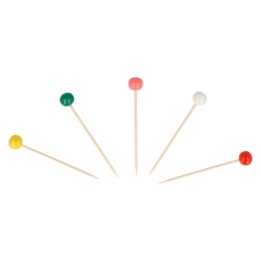 Pick Bola madera 6,5 cm.  colores (pq. 144 un.)