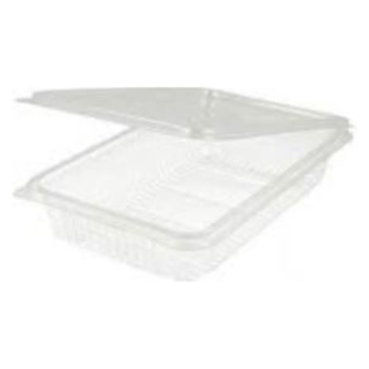 Lonche. (pet 900 cc.) Oval. c/tapa 220x158x38 mm.  (pq. 50 recip.)