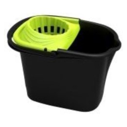 Cubo de fregar negro con escurridor verde 16 l.  (1 un.)