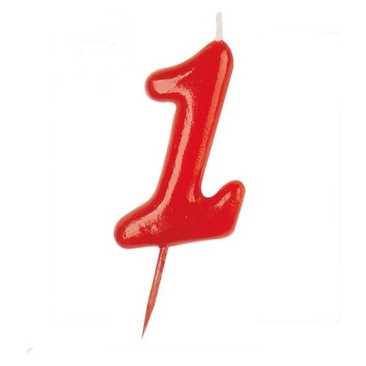 Vela aniversario roja número 1