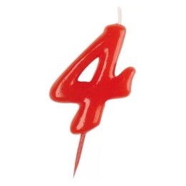 Vela aniversario roja número 4
