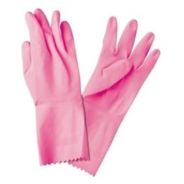 Guante látex flocado T. S rosa (par)