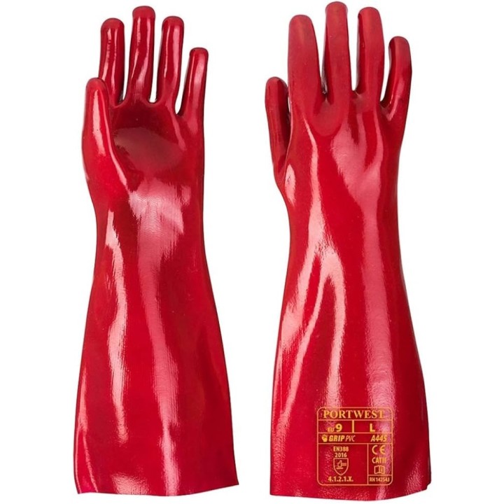 Guante grueso PVC T. 9 -9 1/2 rojo (par)