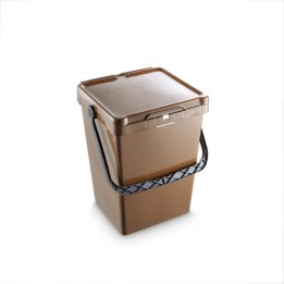 Cubo reciclaje c/asa y tapa 25 l. marrón