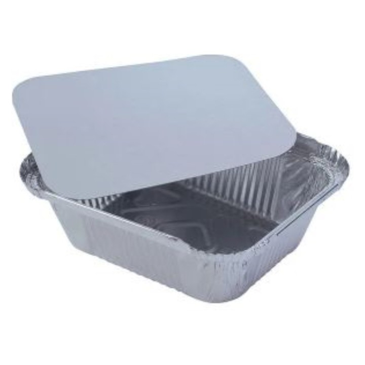 Bandeja 650 ml. aluminio + tapa 185x135x40 mm.  (pq. 100 recip.)