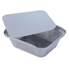 Bandeja 2200 ml. aluminio + tapa 305x185x45 mm.  (pq. 100 recip.)