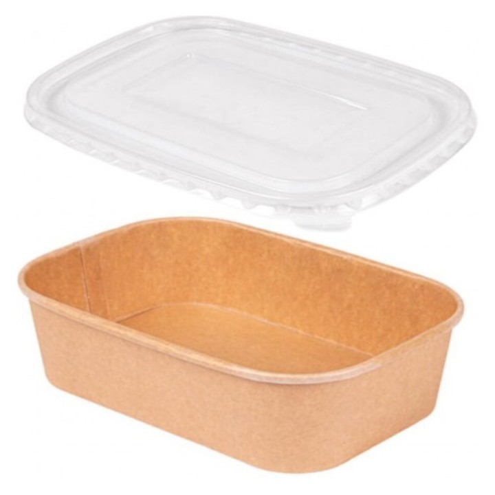 Envase Rec. c/tapa pp 500 ml. kraft 173x120x40 mm.  (pq. 25 recip.)