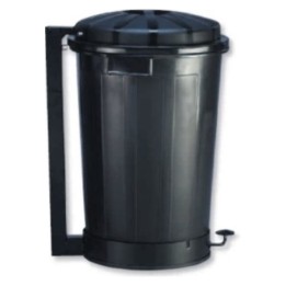 Cubo basura Goliat c/pedal y bastidor metálico 95 l. negro