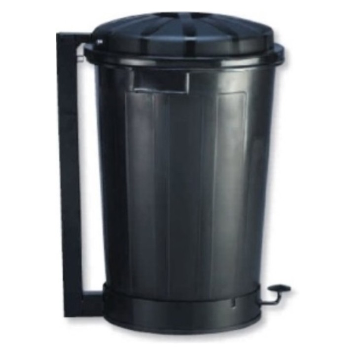 Cubo basura Goliat c/pedal y bastidor metálico 95 l. negro