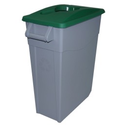 Cubo reciclaje c/ruedas tapa abierta 65 l. verde