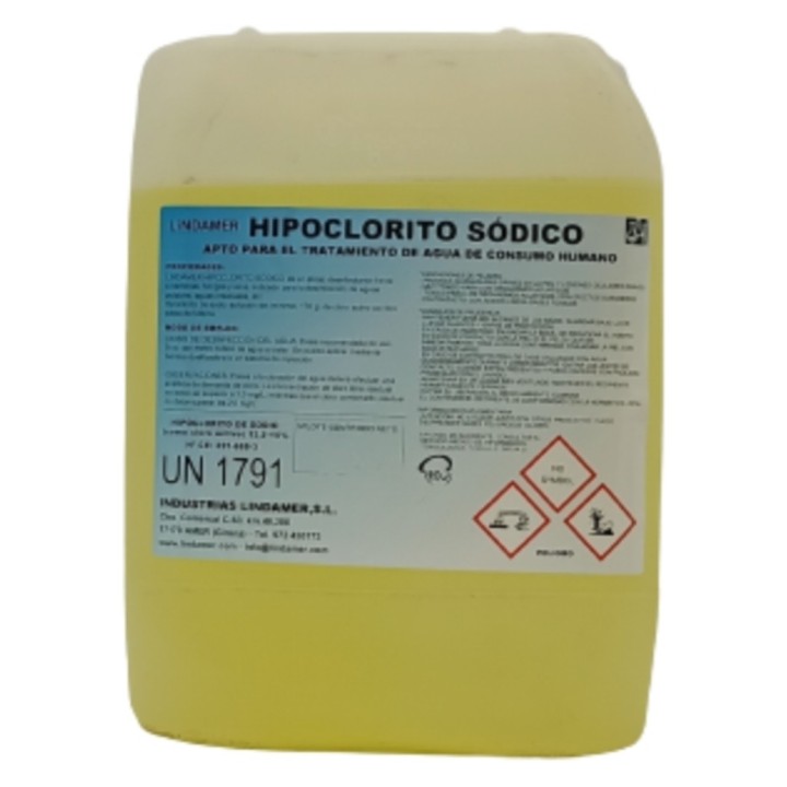 Hipoclorito sódico aguas (150 gr./l.) Lindamer (gf. 12 kg.)