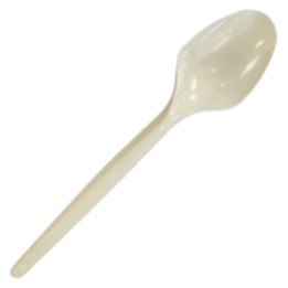 Cucharilla café reutilizable blanca/crema (pq. 100 un.)