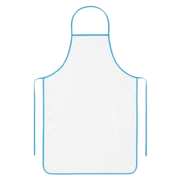 Delantal cintas y borde azul pp+pe 75x100 cm.  blanco (cj. 50 un.)