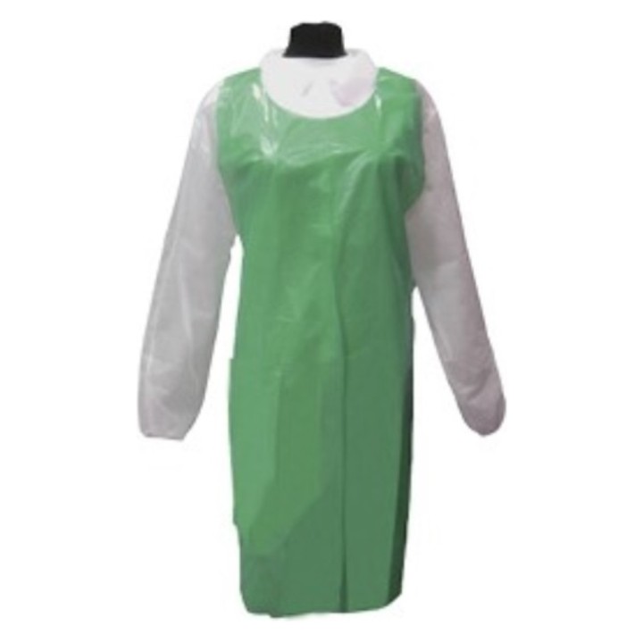 Delantal polietileno 76x122 cm.  0,02 mm. verde (pq. 100 un.)