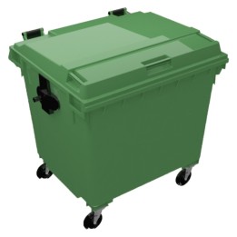 Contenedor sin pedal 4 ruedas y tapa plana 1100 l.  verde (1 un.)