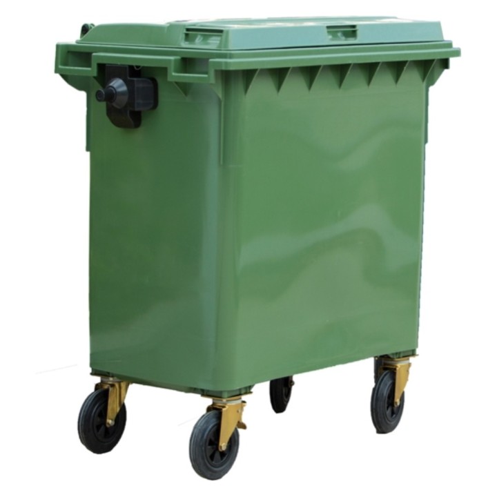 Contenedor basura 4 ruedas y tapa plana 800 l. verde