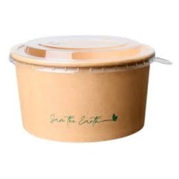 Ensaladera kraft+tapa pet ø18 cm. 1100 ml.  (pq. 25 recip.)