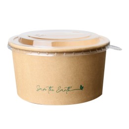 Ensaladera kraft+tapa pet ø18 cm. 1300 ml.  (pq. 25 recip.)