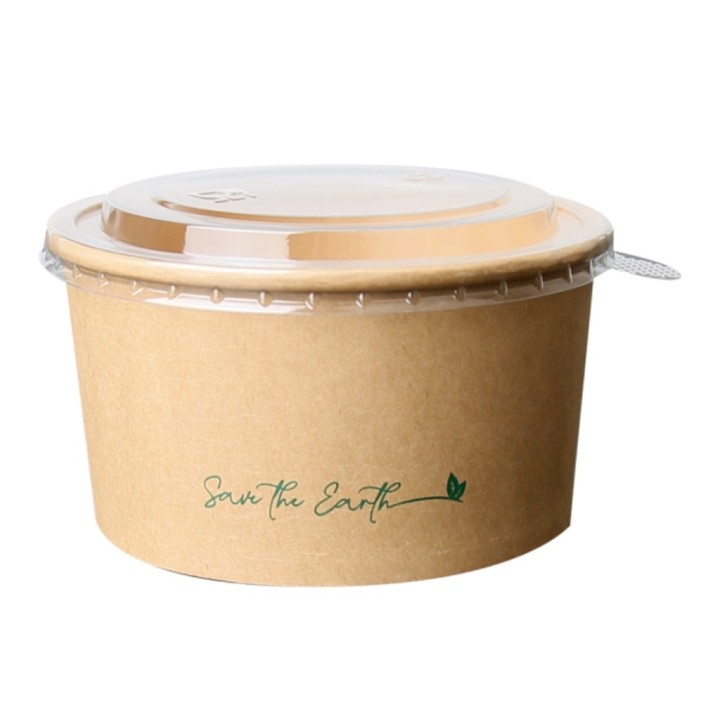 Ensaladera kraft+tapa pet ø18 cm. 1300 ml.  (pq. 25 recip.)