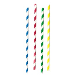 Caña Recta Rayas papel 200x6 mm.  colores (pq. 1000 un.)