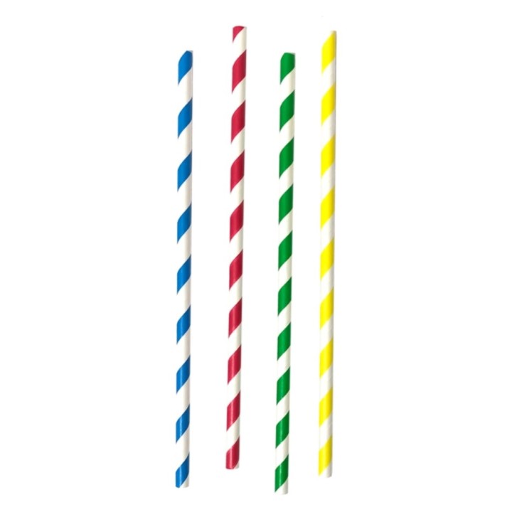 Caña Recta Rayas papel 200x6 mm.  colores (pq. 1000 un.)