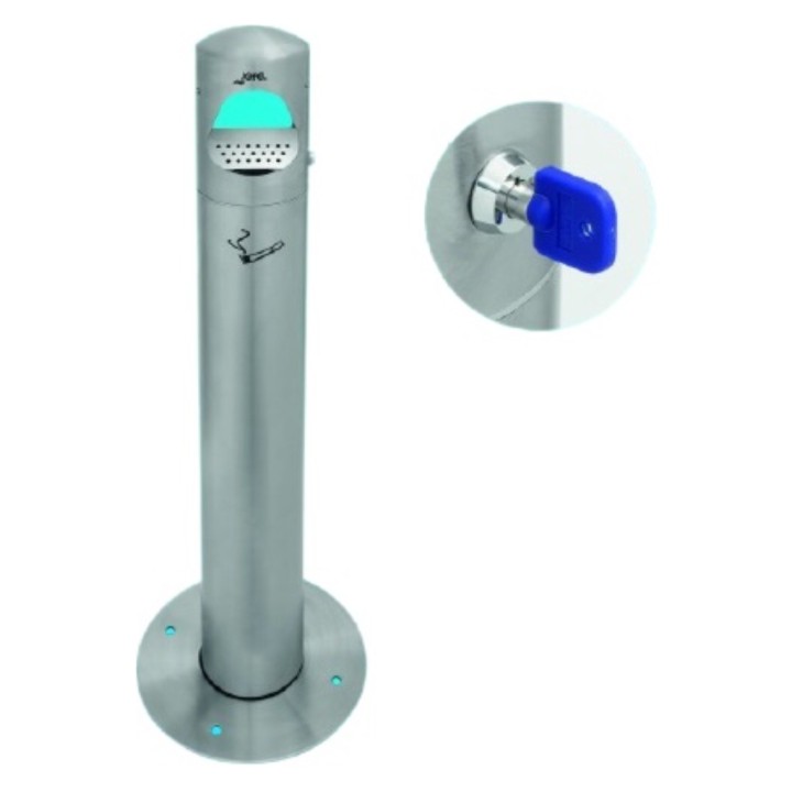 Cenicero de pie c/cierre antivandálico inox 4 l.