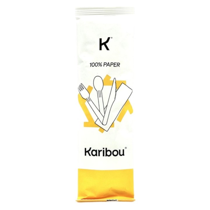 Pack Cubiertos (Tenedor + Cuchillo + Cuchara + Servilleta) compostable  (cj. 60 un.)
