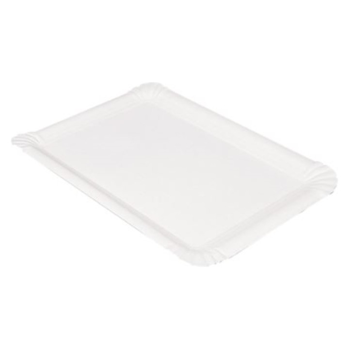 Bandeja cartón 25x34 cm.  blanco (pq. 100 un.)
