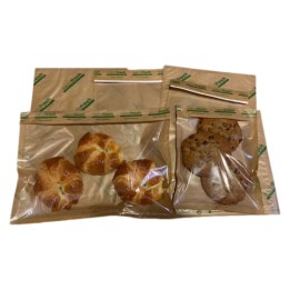 Bolsa 8my/50gr/12my+45 c/cierre adhesivo reutilizable Sacofresh kraft 20x30 cm. (pq. 100 un.)